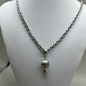 Dainty Silver Toned Tassel Pendant Necklace